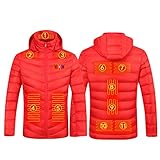 Beheizbare Jacke，Damen Herren Winterjacke Wasserdicht Winddicht Fleecejacke Thermo Weich Daunenjacke Waschbar Beheizte Jacken mit 3 Einstellbar Temperatur für Outdoor Motorrad Skifahren Radfahren Jag