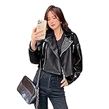 Schwarz Lang Leichte Vintage Echtleder Steppjacke Mit Nieten Übergangsjacke Ledermantel Motorrad Kunstlederjacke Retro Herbst Funktionsjacke Kurz,PU-Material Motorradbekleidung,Schwarz,M