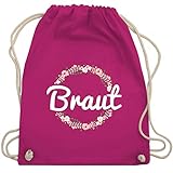 Shirtracer JGA Junggesellenabschied Frauen - Braut Blumenkranz - Unisize - Fuchsia - braut turnbeutel - WM110 - Turnbeutel und Stoffbeutel aus Baumw