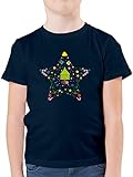 Weihnachten Kinder Geschenk Christmas - Weihnachtsstern - 116 (5/6 Jahre) - Dunkelblau - Spruch - F130K - Kinder Tshirts und T-Shirt für Jung