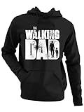 clothinx Herren Kapuzenpullover - The Walking Dad - Kid - Papa Shirt Geschenkidee für Coole Väter Vatertagsgeschenk The Walking Dad Kid Schwarz/Weiß Größe M