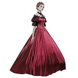 YEBIRAL Damen 1/2 Ärmel Mittelalter Party Kleid Viktorianischen Königin Kleider Gothic Jahrgang Prinzessin Renaissance Kostüm Bodenlänge Maxikleid für Hochzeit, Karneval, Hallow