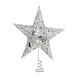 TT- Glitzernde Weihnachtsbaumspitze Stern Glitzernder Silberfarbener Weihnachtsbaumschmuck Weihnachtsbaum für den Innenbereich, Party, Heimdekoration, für Weihnachtsbaum-Dekoration (Silber, OneSize)