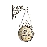 Happyyami Bahnhof Uhren Vintage Wanduhr Bahnhofsuhr Metalluhr Küchenuhr Antike Paddington Uhr Gartenuhr für Loft Schlafzimmer Wohnzimmer Küche Dek