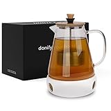 Donify® Teekanne mit Siebeinsatz 1500ml Glas Teebereiter mit Stövchen für den genießenden Teetrink