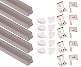 Aftertech® 5x 1m 16x16mm 5M RUND ECKE ALUMINIUM PROFIL FÜR LED STRIP STRIP RIGID BAR 5MT + ABDECKUNG ABDECKUNG (TRANSPARENT)