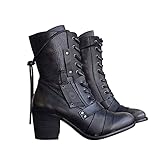 Frauen Lederstiefel Nähte Blockabsatz Reißverschluss Bequeme Leichte Chelsea Boots PU Büroarbeit Retro Herbstmode S