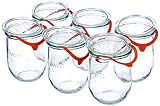 Weck Tulpenglas 1 Liter im 6er Set DECKL, Dichtring Klammern, Glas, Durchsichtig, 6 x