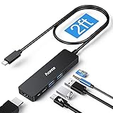 Aceele USB C Hub, USB C Adapter 6-in-1 mit 4K HDMI-Ausgang, mit 60 cm langem Kabel, kompatibel für Laptops mit Thunderbolt 3, wie MacBook Pro, Surface GO/Pro 7, iPad Pro, iMac 24, Galaxy S21