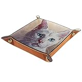 Valet Tray Leder Catchall Schmucktablett Würfelbox Nachttisch Tablett Schlüssel Telefon Münze Wechseluhren und Süßigkeiten Halter Kleinteile Diele Tablett Weiß