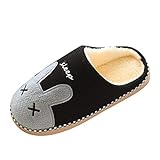 Deloito Winter Herren Damen Slippers Plus Samt Wärme Baumwolle Pantoffeln Karikatur Weiche Hausschuhe Schlafzimmer rutschfest Fußboden Schuhe (41 EU, Schwarz)