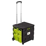 UPP Shopping Cart mit Deckel I Einkaufstrolley faltbar auf 8 cm Höhe I Handwagen mit großer 50 L Klappbox I Einkaufswagen mit integriertem Sitz und Teleskopg