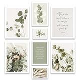 ARTFAVES® Poster Set - Eucalyptus | Wanddeko Wohnzimmer & Schlafzimmer | 8 Moderne Wandbilder | Bilder Eukalyptus, Pflanzen, grün, Natur, Boho | ohne B