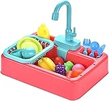Yeehliny Kinder Spielzeug,Küchenspielzeug für Kinder , Waschbecken Kinder Spielküche Spülbecken mit Zubehör Küchenspielzeug Küchenzubehör kochgeschirr Set mädchen Spielzeug 3 4 5 6 Jahre (Rosa)