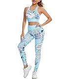 Joyshaper Damen Yoga Trainingsanzüge Sportanzug Jogginganzug Top Und Leggings Set Fitness Anzug Damen Set Trainingsoutfits 2-Teiliges Sportset Für Gym Workout (Blau, M)