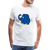 Spreadshirt Die Sendung Mit Der Maus Kleiner Elefant Lächelt Männer Premium T-Shirt, XL, Weiß
