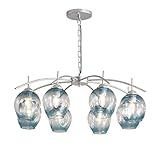 Kronleuchter Moderne led kronleuchter Glas lampenschirm schmiedeeisen deckenleuchte Wohnzimmer esszimmer Schlafzimmer e27 Deckenlampe (Color : Blue)