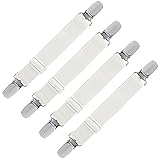 LIHAO 4 Stück Bügeltischspanner Verstellbar Bettlakenspanner Bügeltisch-Bezugspanner Bügelbezugsspanner Weiß