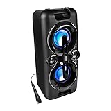 MEDION P67013 Party-Soundsystem (Partylautsprecher Karaoke, Bluetooth, Kompaktanlage, 440 Watt, Farbige LED, PLL UKW Radio, USB, AUX, Mikrofonanschluss)