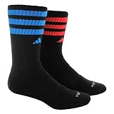 adidas Herren Team Crew Socken (2 Paar), Schwarz/Solar Blue, Einheitsgröß