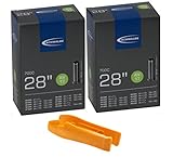 Schwalbe Fahrradschlauch AV 17/28 Set 2 Stück Autoventil mit SKS Reifenheb