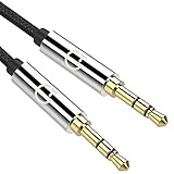 Gritin Aux Kabel, Audio Kabel, 1.5m 3.5mm Stereo Nylon geflochtene Premium Auxiliary Aux Audio Kabel für Kopfhörer, iPods, iPhones, iPads, Home/Car Stereos und mehr - Schw