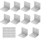 Winkelverbinder,10 Stück 30 x 30mm L Corner Bracket,Edelstahl winkel,90 degree angle brackets,Corner Support,Angle Stainless Steel Bracket mit 40 Schrauben,für Schreibtisch,Hölzern Möbel, T
