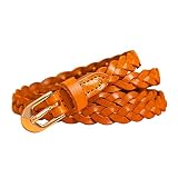 SYT-MD Gürtel Damen, Damen Casual Gürtel Moderne schmale Gürtelschnalle Gürtel dünne Gürtel Frauen gewebte Gürtel Ledergürtel (Belt Length : 105CM, Color : Brown)