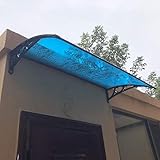 CMJM Vordach Für Haustür 200×100 Pultvordach Haustürdach Blaues Polycarbonat überdachung UV-Regenschneeschutz - 11 Größ