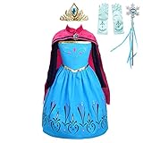 Lito Angels Prinzessin Elsa Krönung Kostüm Kleid für Kleinkind Mädchen, Schneekönigin Krönungskleid mit Umhang und Zubehör, Halloween Karneval Party Verkleidung, Größe 4-5 Jahre 110