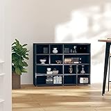 vidaXL Sideboard mit 12 Fächern Bücherregal Standregal Wandregal Aktenregal Raumtrenner Regal Raumteiler Büroregal Grau 97x32x72cm Spanp