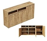 Kommode Sideboard 100 cm 150 cm breit TV-Kommode Beistellschrank Weiß Hängend Oder Stehend Matt (Eiche, 150 cm breit)