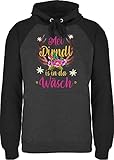 Shirtracer Kompatibel mit Oktoberfest Damen Trachtenshirt - MEI Dirndl is in da Wäsch - Hirschgeweih - M - Anthrazit meliert/Schwarz - Mein Dirndl ist in der wäsche - JH009 - Baseball H
