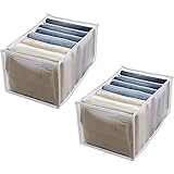 MGRETT 2 Stück Aufbewahrungsbox Stoff, Schubladen Organizer für Hose Jeans Unterwäsche Büstenhalter Schals Socken Krawatten, aufbewahrungsbox kleiderschrank organizer Faltbar Shirt, T-Shirts (Weiß)