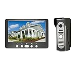 QXQX 7-Zoll-High-Definition-LCD-Metall-Außenkamera, Nachtsicht wasserdicht, einschlüssiges Entriegeln, Video-Gegensprechanlage,Schw