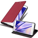 Cadorabo Hülle für Huawei P9 LITE in Apfel ROT - Handyhülle mit Magnetverschluss, Standfunktion und Kartenfach - Case Cover Schutzhülle Etui Tasche Book Klapp Sty