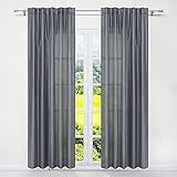 SCHOAL Gardinen Wohnzimmer mit Tunnelzug Halbtransparente Vorhänge Gardinenschal Wohnzimmer Fensterschal Uni Grau BxH 140x225cm 1 Stück