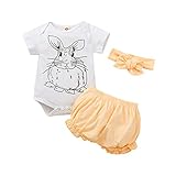 Alliwa Baby Ostern Baby Body Baby Jungen Kleidung 74 Mein Erstes Ostern Spruch Strampler + Shorts + Stirnband Bodysuit Strampler Kleinkind Jungen Ostern Baby Geschenk