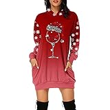 FAJEAL Etuikleid Damen Langarm Hoodiekleider Damen In Fashion Locker Winterkleider Langarm Weihnachtskleid Damen Sexy63