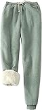 QLXDSD Women's Jogging Bottoms with Drawstring,Casual Thermal Hiking Trousers,Lined Sweatpants,Warm Comfortable Sporty Leggings with Inner Fleece,Winter (Color : Green, Size : Medium)