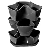 Prosperplast Blumentopf Kräutertopf 29cm Graphit mit Wasserspeicher Blumenampel Kräuterampel Kräuterg