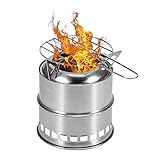 Lixada Outdoor Holzofen Tragbar Campingkocher Kochen im Freien mit Alkoholschale und Grillnetz Wandern Backpacking Picknick BBQ