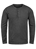 !Solid Timur Herren Longsleeve Langarmshirt Shirt Mit Grandad-Ausschnitt Und Brusttasche Aus 100% Baumwolle, Größe:M, Farbe:Black (9000)
