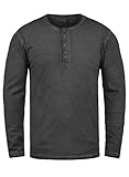 !Solid Timur Herren Longsleeve Langarmshirt Shirt Mit Grandad-Ausschnitt Und Brusttasche Aus 100% Baumwolle, Größe:M, Farbe:Black (9000)