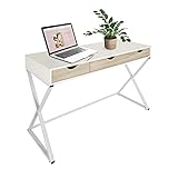 hjh OFFICE 821006 Schreibtisch mit Schubladen Easy Flow III Weiß/Eiche moderner Computertisch mit Stahl-Gestell, 120x50