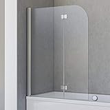 Schulte Badewannenfaltwand Breathe, 2-teilig 112 x 142 cm, 5 mm Sicherheitsglas (ESG) Klar hell, Chromoptik, Montage auf Badewanne, D693476210 41 50