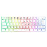 60 % RGB-Gaming-Tastatur, 61 Tasten, RGB-Hintergrundbeleuchtung, kabelgebundene Gaming-Tastatur, Büro-Mini-Tastatur für PC/Mac/Linux/Laptop (weiß)