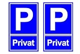 Parkplatzschild 2 Stück - Privatparkplatz 'P-Privat' - 250 x 150 mm / Beschilderung / Parken verboten / Verbotsschild / Halteverbot / Parkverbot / Grundstückskennzeichnung