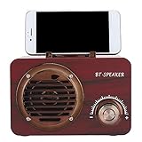 Annadue Vintage Radio Retro-Bluetooth-Lautsprecher, Retro-Bluetooth-Lautsprecher mit Altmodischem Klassischem Stil, Drahtloser Bluetooth-Verbindung, TF-Karte und MP3-Player(Rote Holzmaserung)