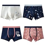 UKKO Unterwäsche Jungen Boxer Unterwäsche Für Kinder Gestreifte Marineblau-Baumwoll-Unterhose Bottoms Jungen Kleidung Für 3 4 6 8 10 12 14 Jahre Alt-4 Pcs,5-6 Years O